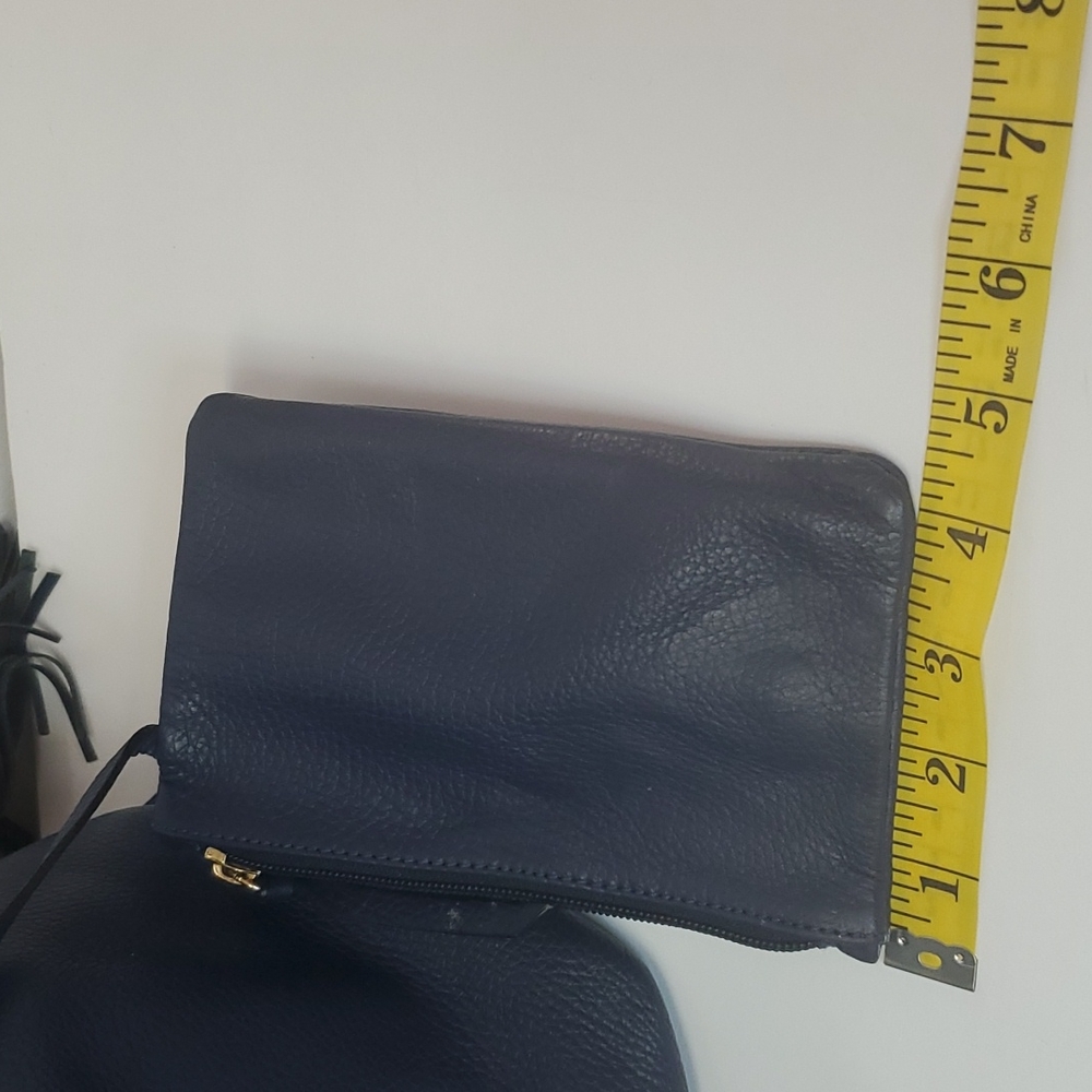 *Courage B* Beautiful Navy Blue Italian Leather Shoulder Bag With Coin Purse - Picture 7 of 12